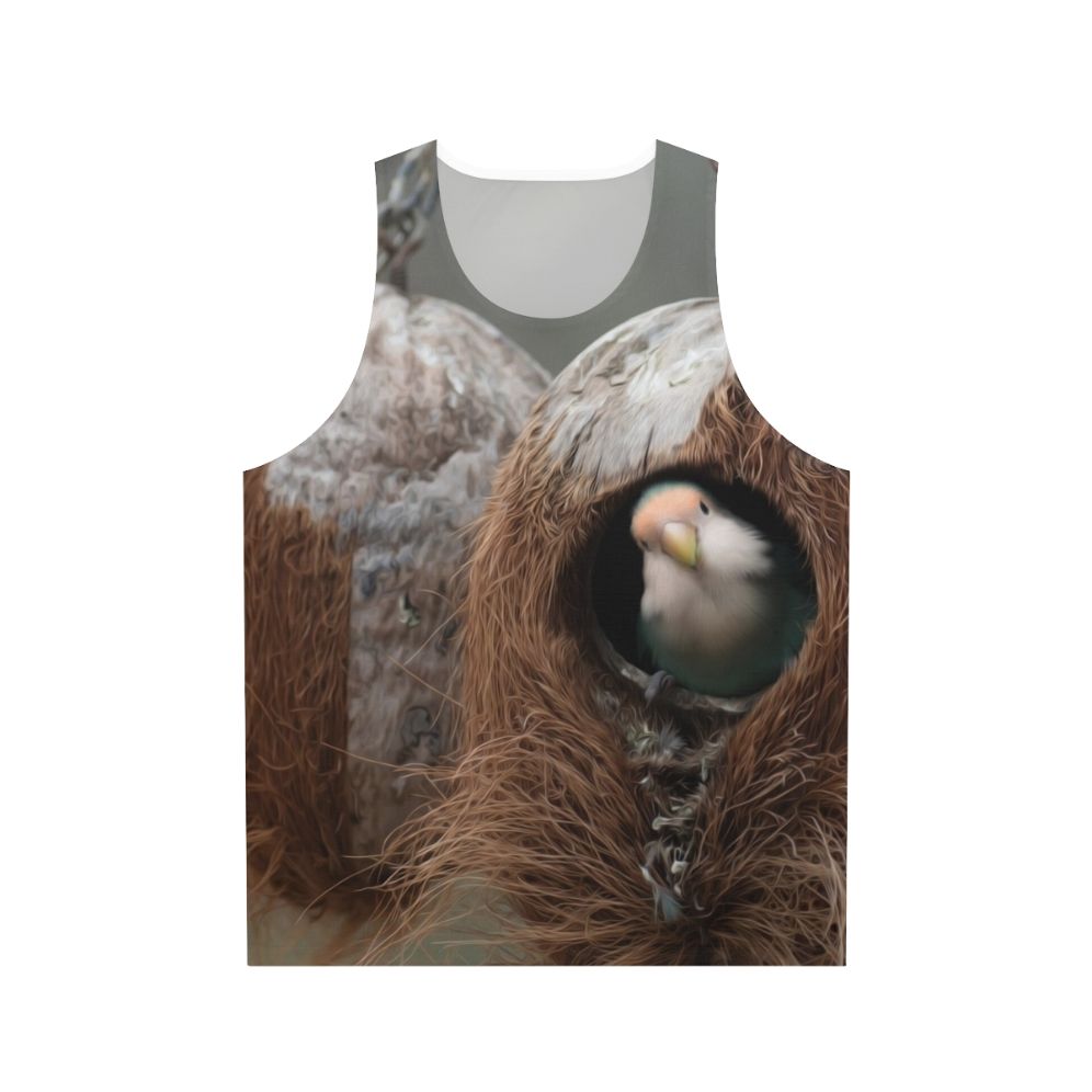 Unisex tank top with bird graphic design