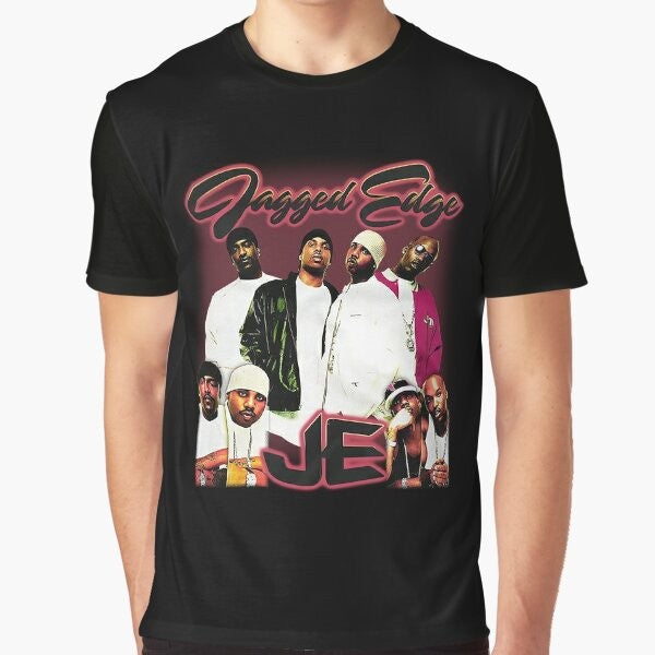 Vintage-style graphic t-shirt featuring a 90s R&B inspired design