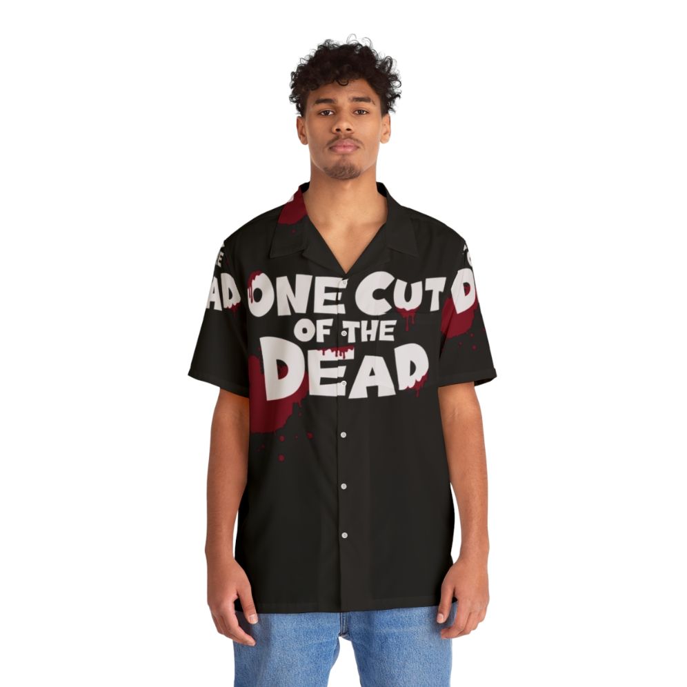 One Cut of the Dead Hawaiian Shirt featuring zombie movie horror comedy design - People Front