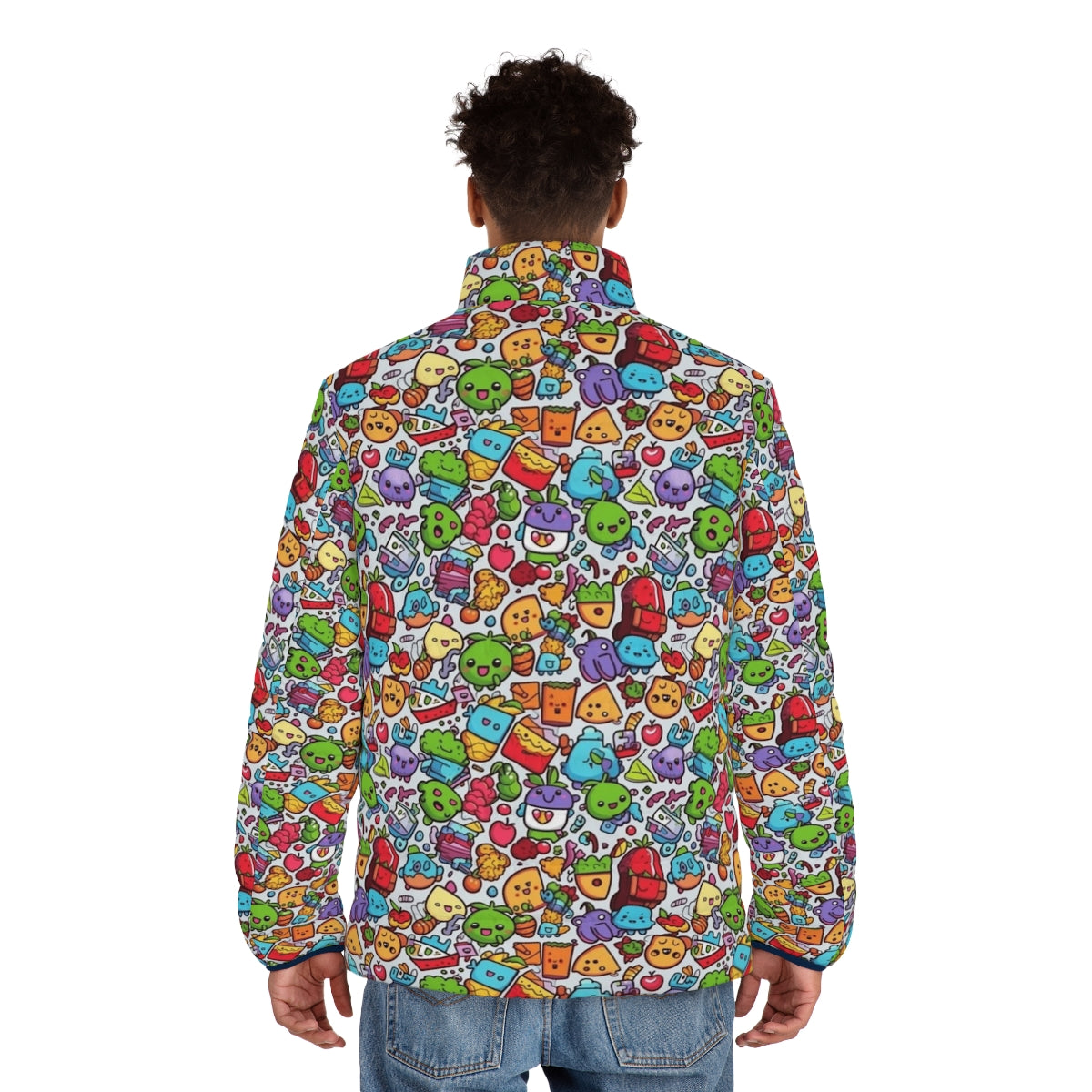 Hobbies Puffer Jacket with cartoon animals and abstract patterns - men back