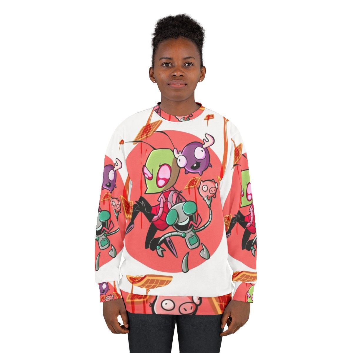 Cartoon Invader Zim Waffles Sweatshirt - women