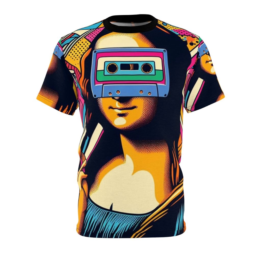 Analog audio t-shirt featuring a Mona Lisa inspired DJ design