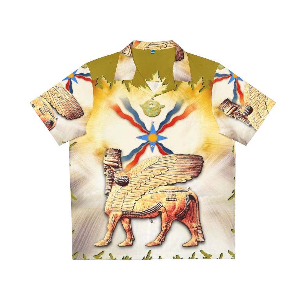 Assyrian Hawaiian Shirt featuring Lamassu Winged Bull Design