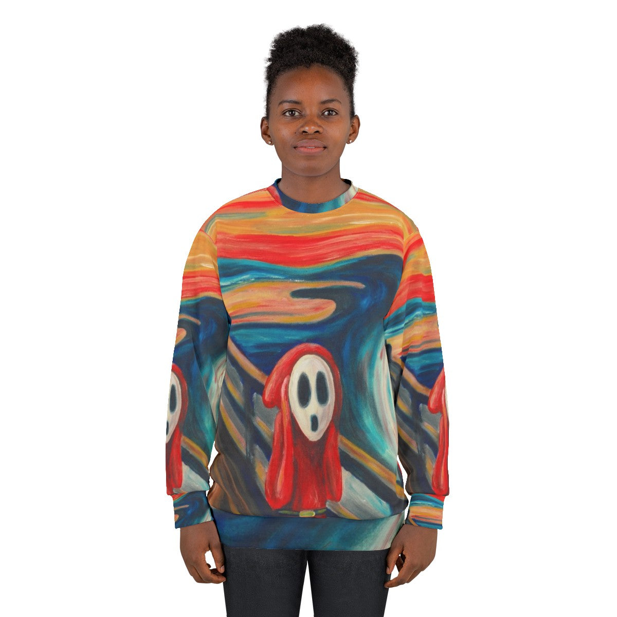 Edvard Munch's "The Scream" graphic on a cozy sweatshirt - women