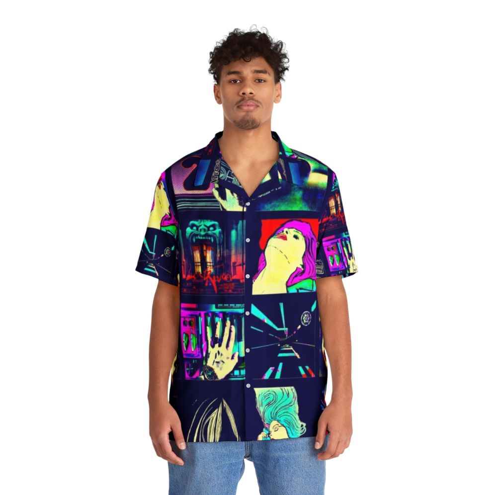 Candy V Chromatics Hawaiian Shirt with Pop Synth and Electro Dance Motifs - People Front