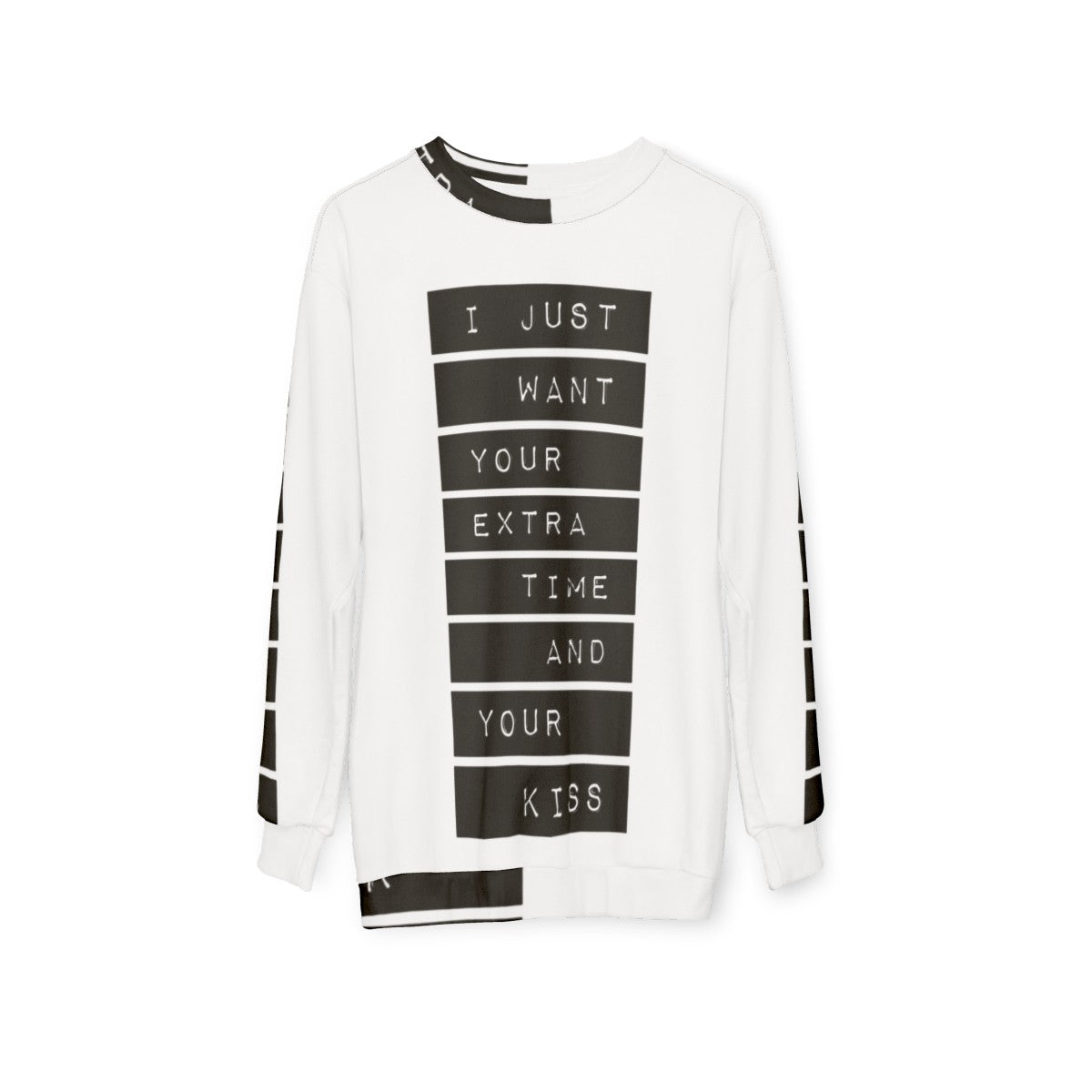 Prince inspired 90s sweatshirt with lyrics from "Your Extra Time And Your Kiss" - hanging