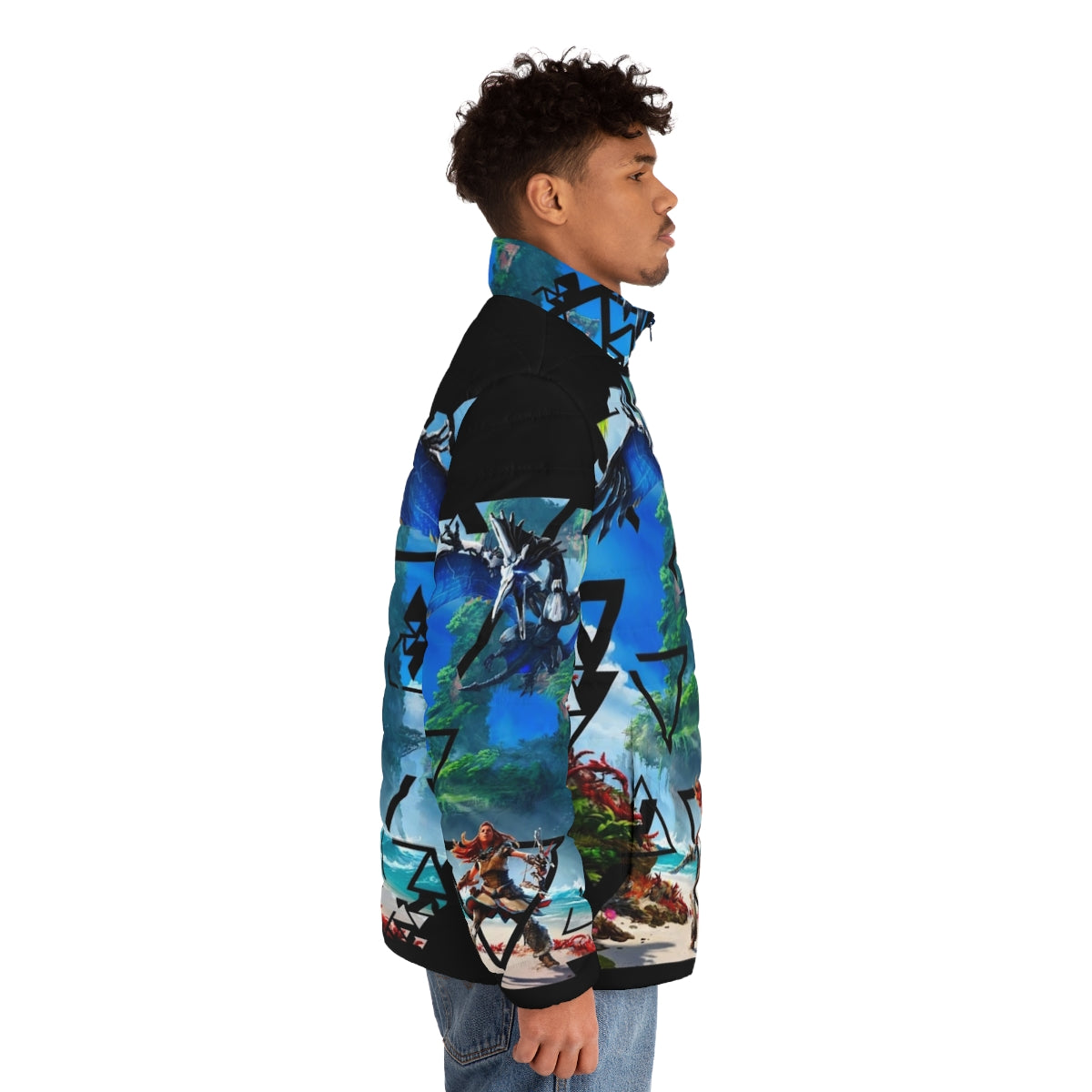 Horizon Forbidden West Aloy Puffer Jacket featuring the protagonist Aloy from the PlayStation video game series - men side right