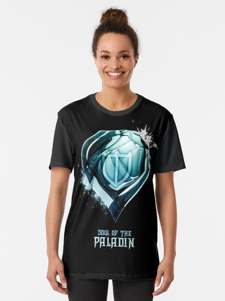 Final Fantasy XIV "Soul of the PLD" Graphic T-Shirt featuring the Paladin class crystal and sword and shield - Women