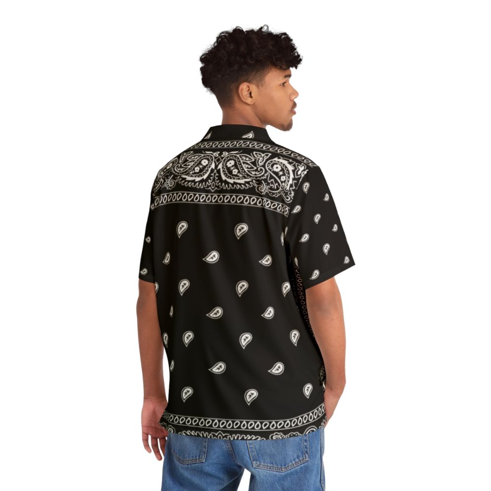 Bandana print black Hawaiian shirt with urban and cowboy inspired design - People Back