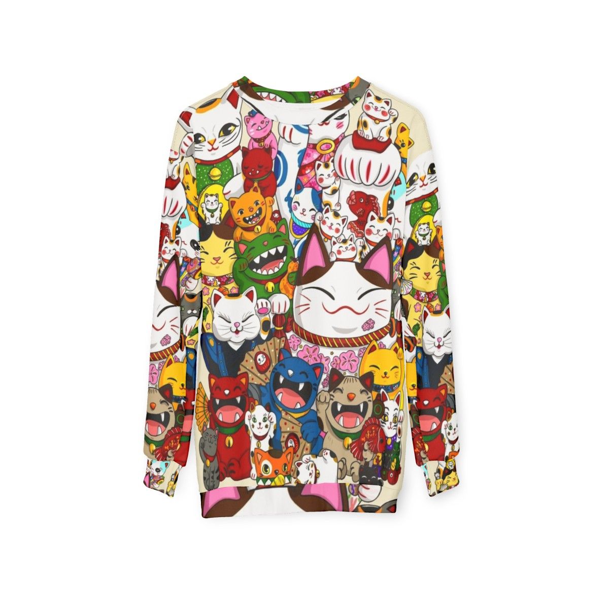 Maneki Neko Lucky Cat Sweatshirt - hanging