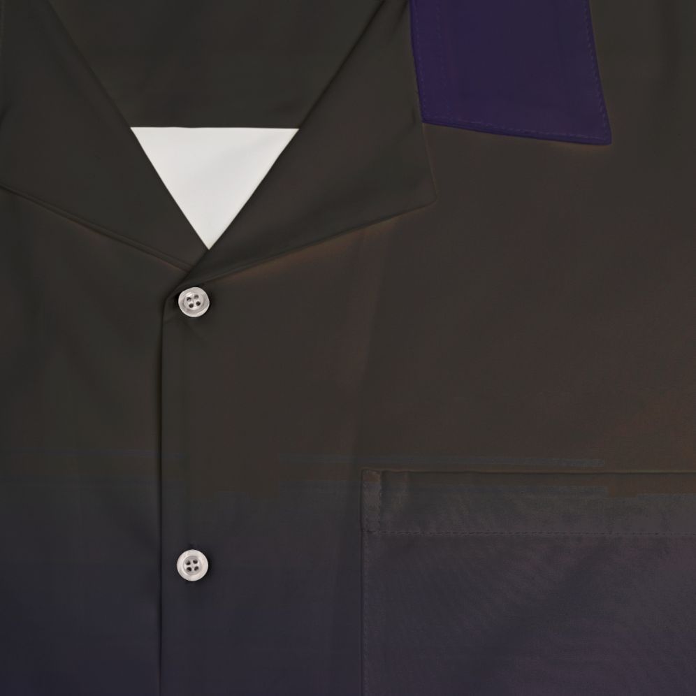 Black and purple gradient Hawaiian shirt with a minimalistic, celestial design - Detail