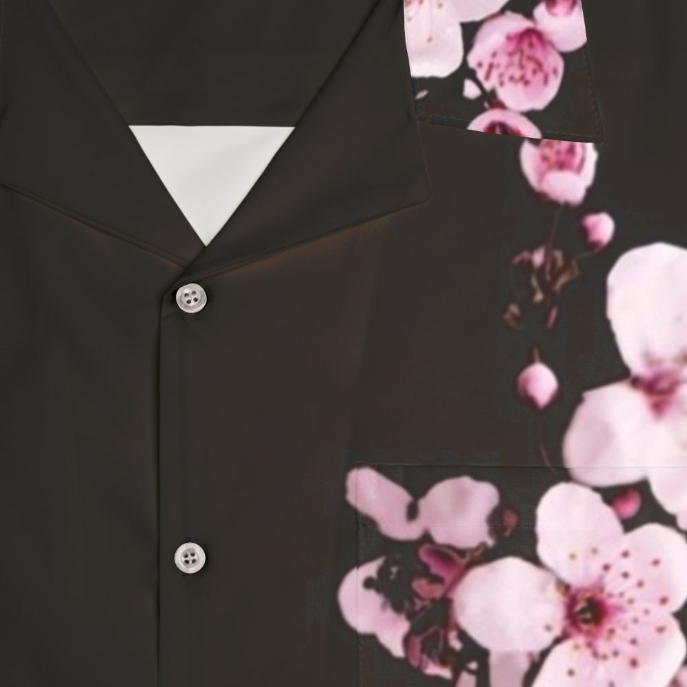 One Side Cherry Blossom Branch Hawaiian Shirt - Detail