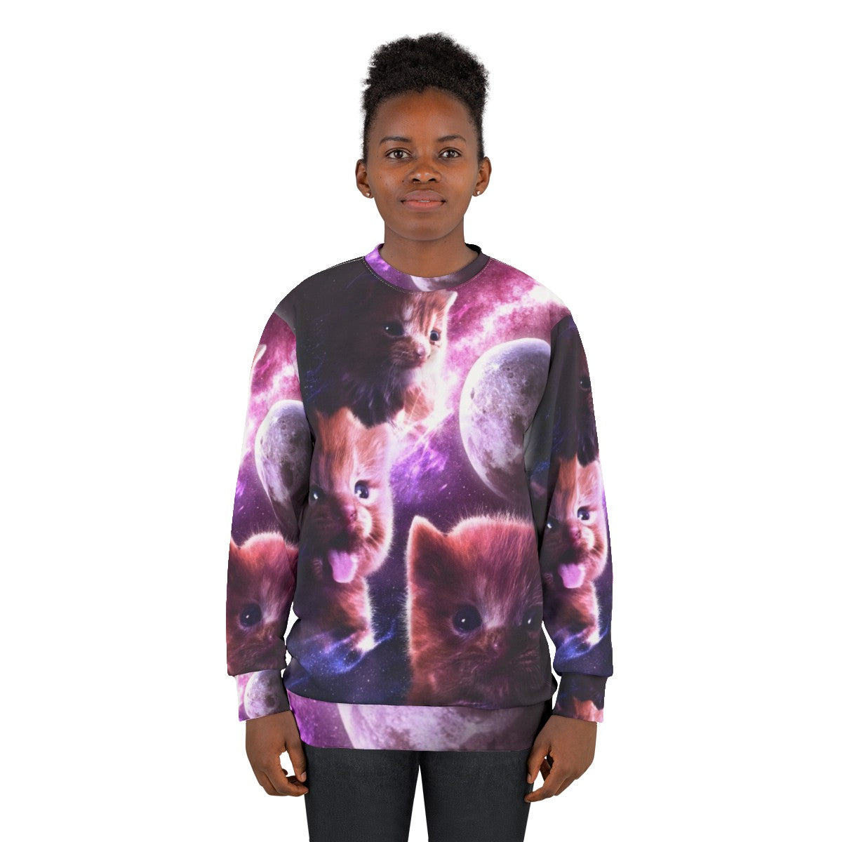 Delinquent Moon Cat & Kitten Sweatshirt - women