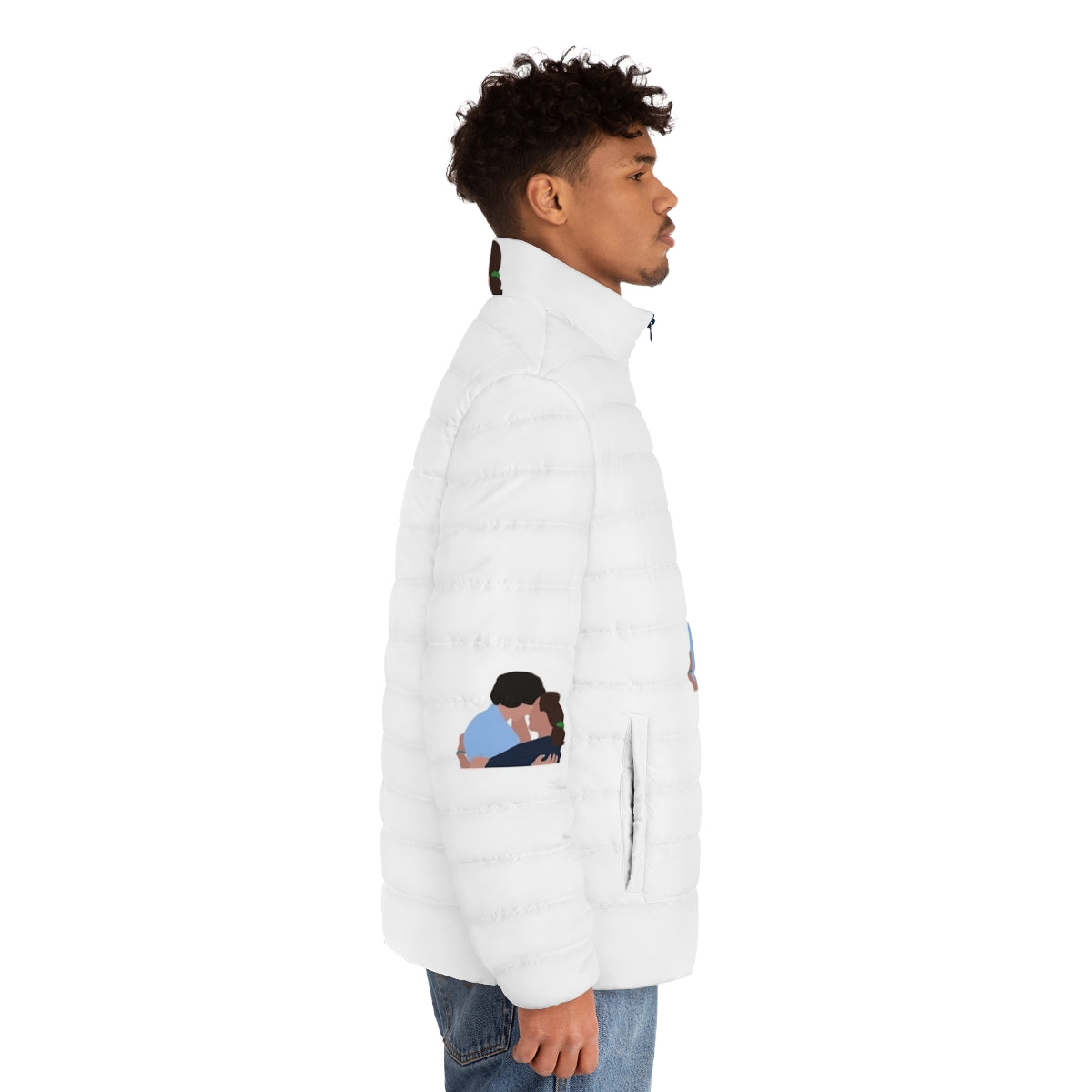 "Stranger Things Mike and El Puffer Jacket - Stylish and Cozy Outerwear Inspired by the Popular Netflix Series" - men side right