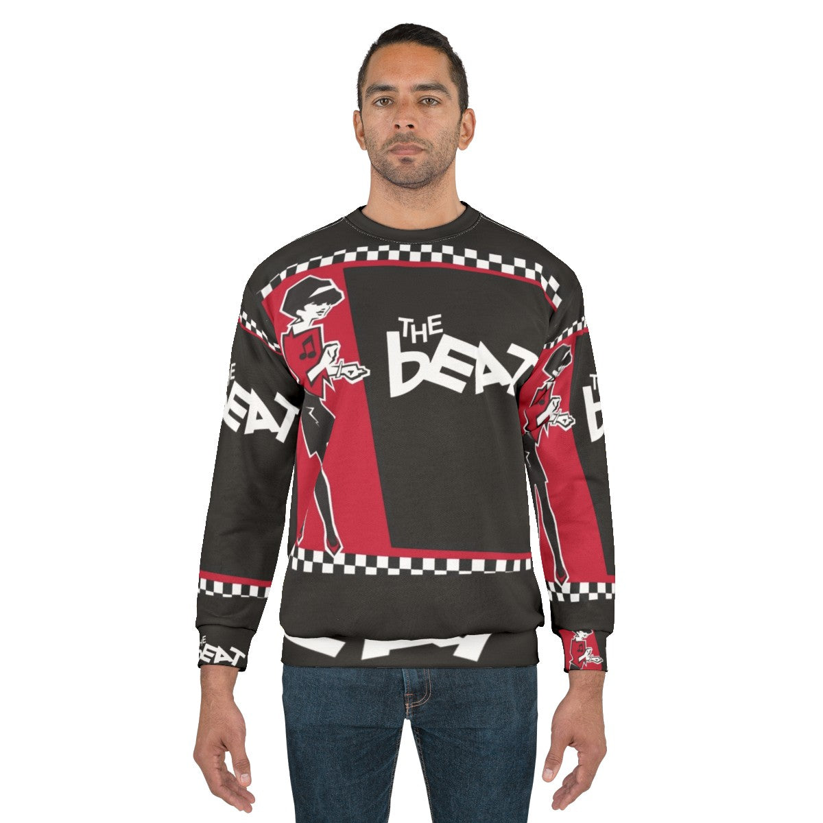 Beat Sweatshirt featuring musical elements and English vinyl records design - men