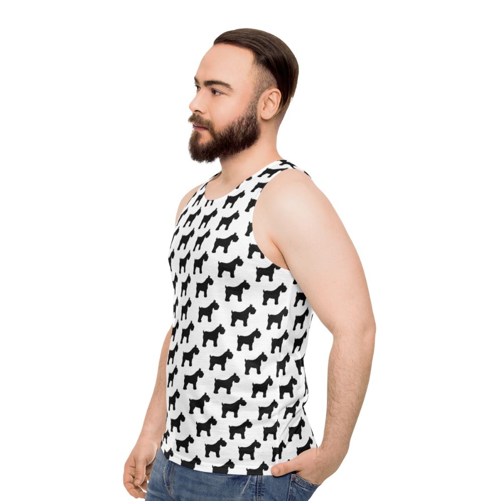 Schnauzer breed silhouette houndstooth unisex tank top - men side