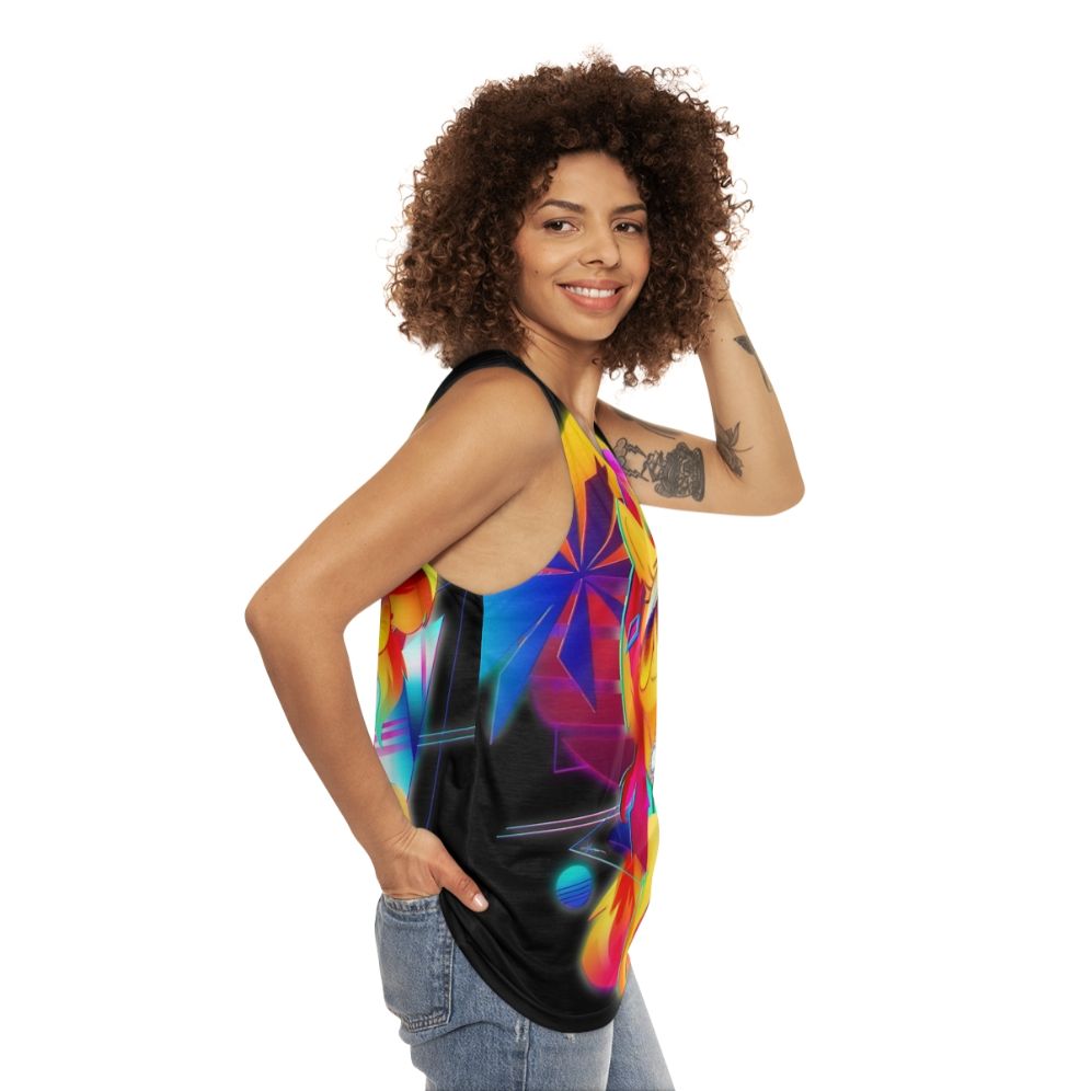 Sunset Shimmer Synthwave Unisex Tank Top - women side