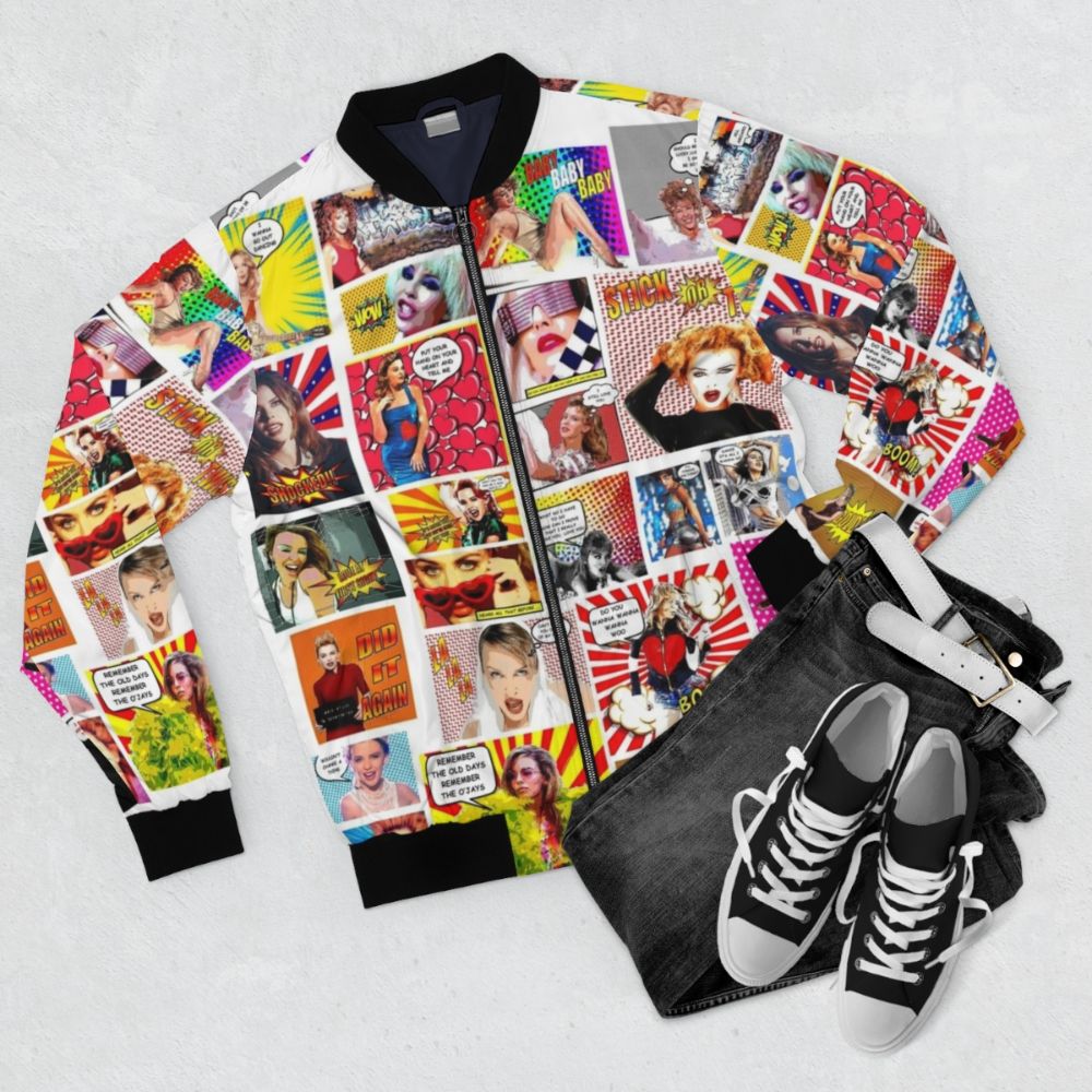 Kylie Minogue Inspired Bomber Jacket - Flat lay