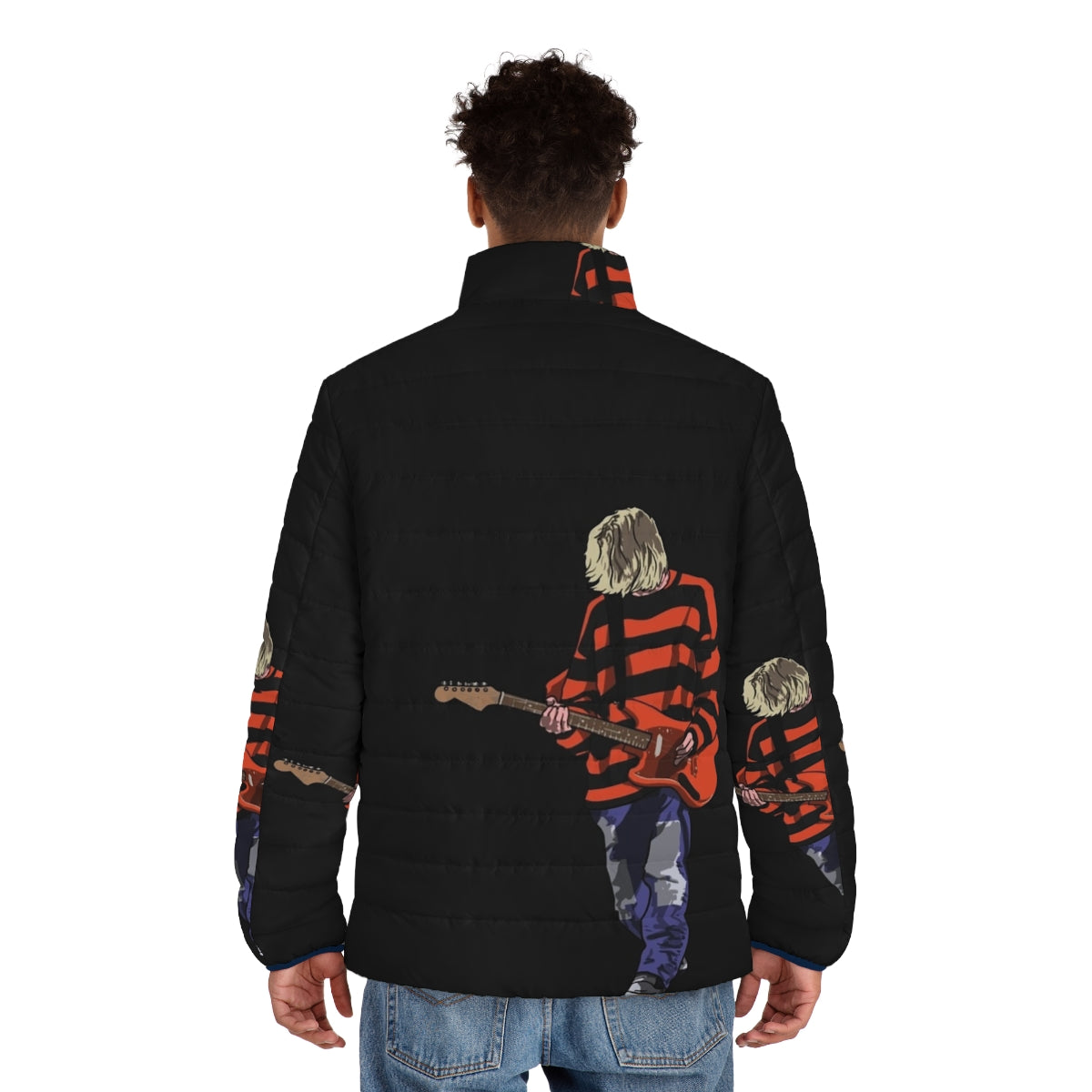 Kurt Cobain inspired Nirvana grunge puffer jacket - men back