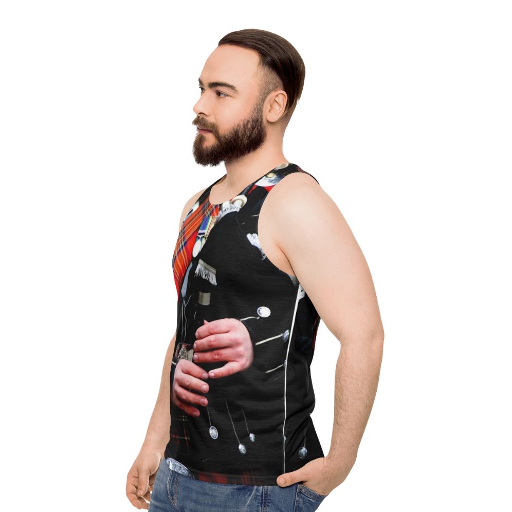 Unisex tank top with a bagpipe design - men side