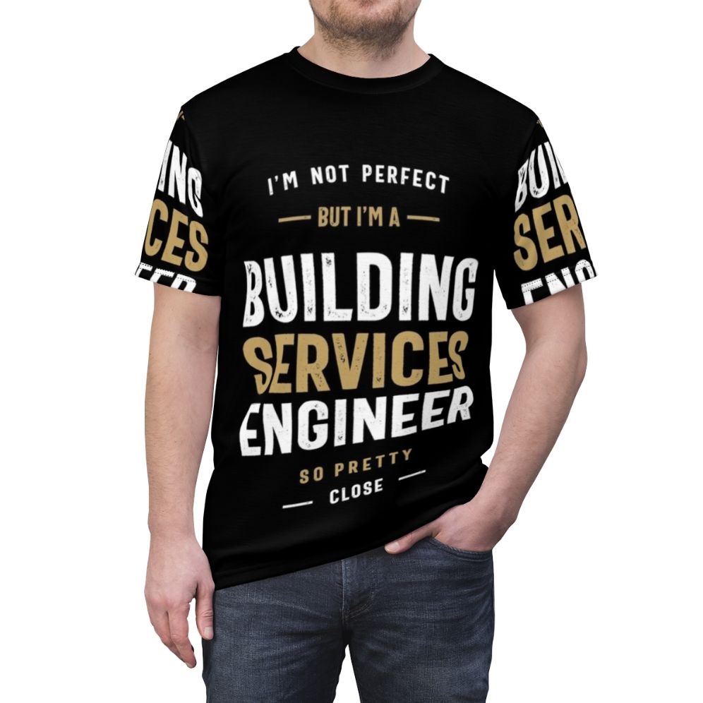 Building Services Engineer T-shirt featuring a design for engineering professionals - men front