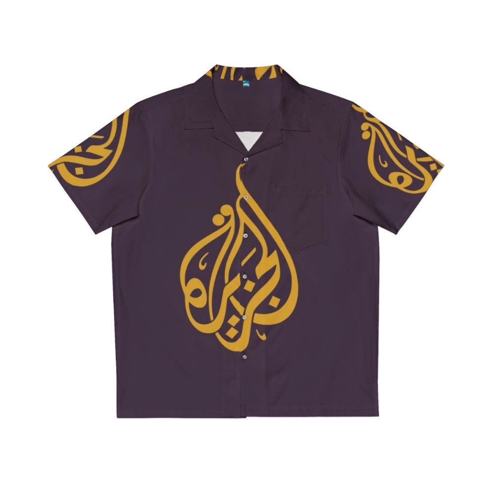 Al Jazeera inspired Hawaiian shirt featuring Arabic TV and middle eastern style