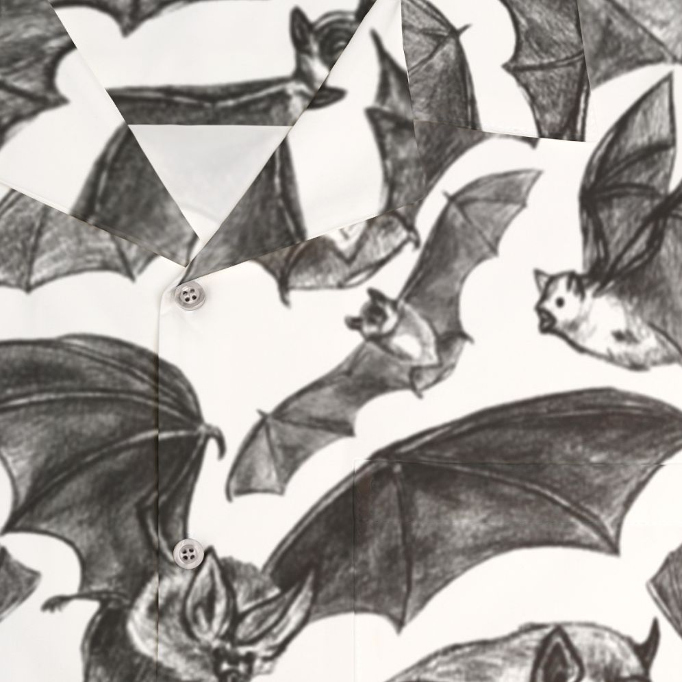 Bat pattern Hawaiian shirt with a spooky and tropical design - Detail