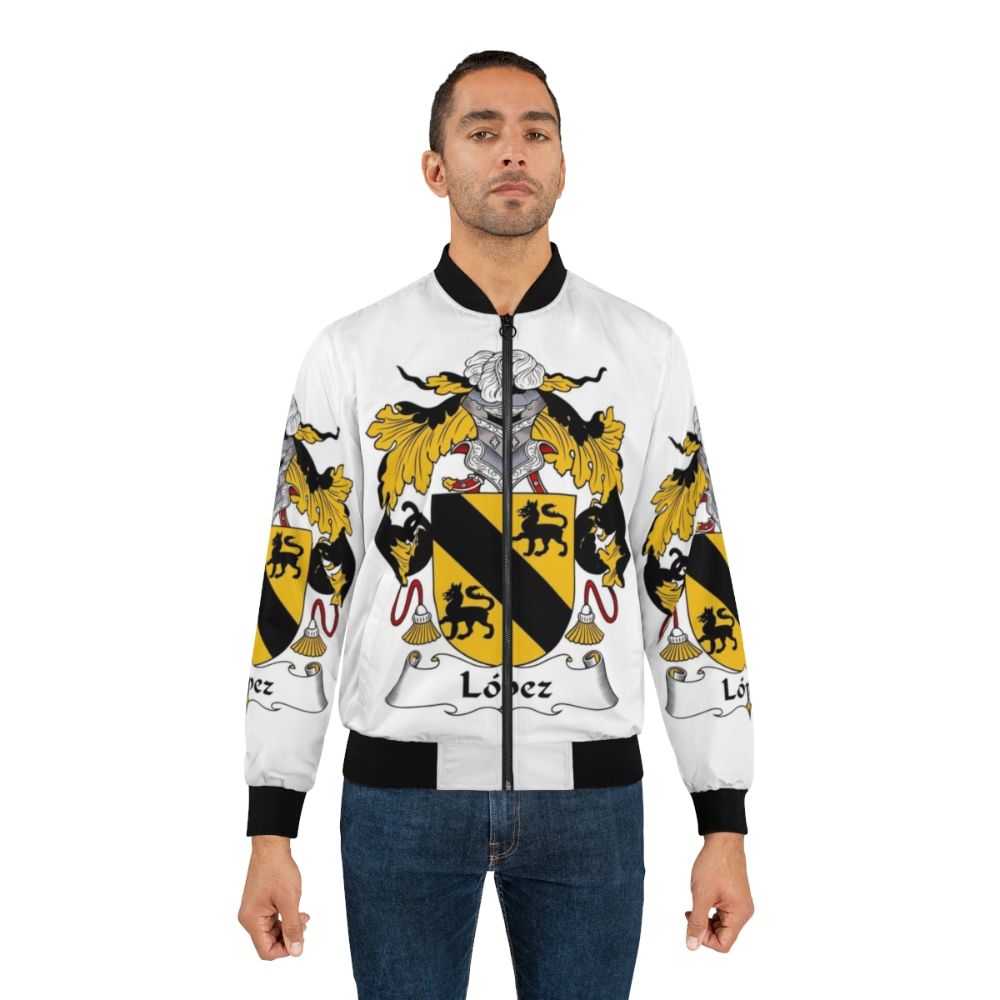 Lopez Coat of Arms/Family Crest Bomber Jacket - Celebrate Your Hispanic Heritage - Lifestyle