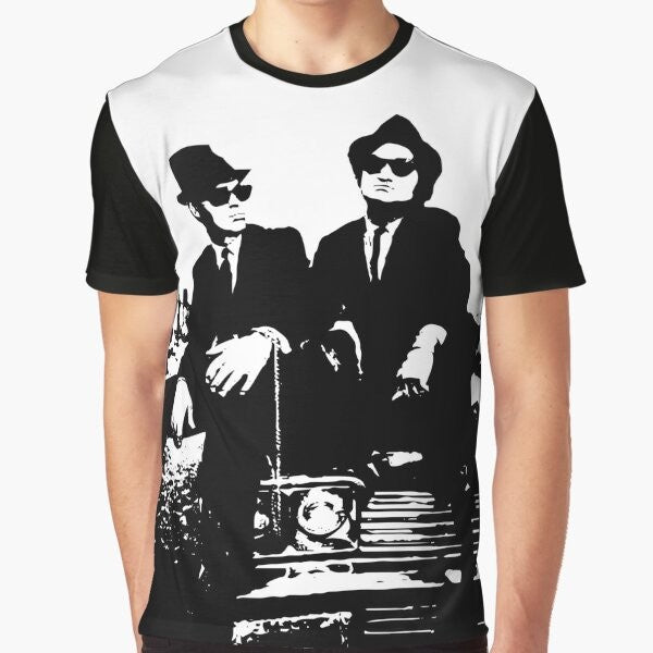 Blues Brothers Graphic T-Shirt featuring a vintage-inspired design with iconic characters from the classic movie