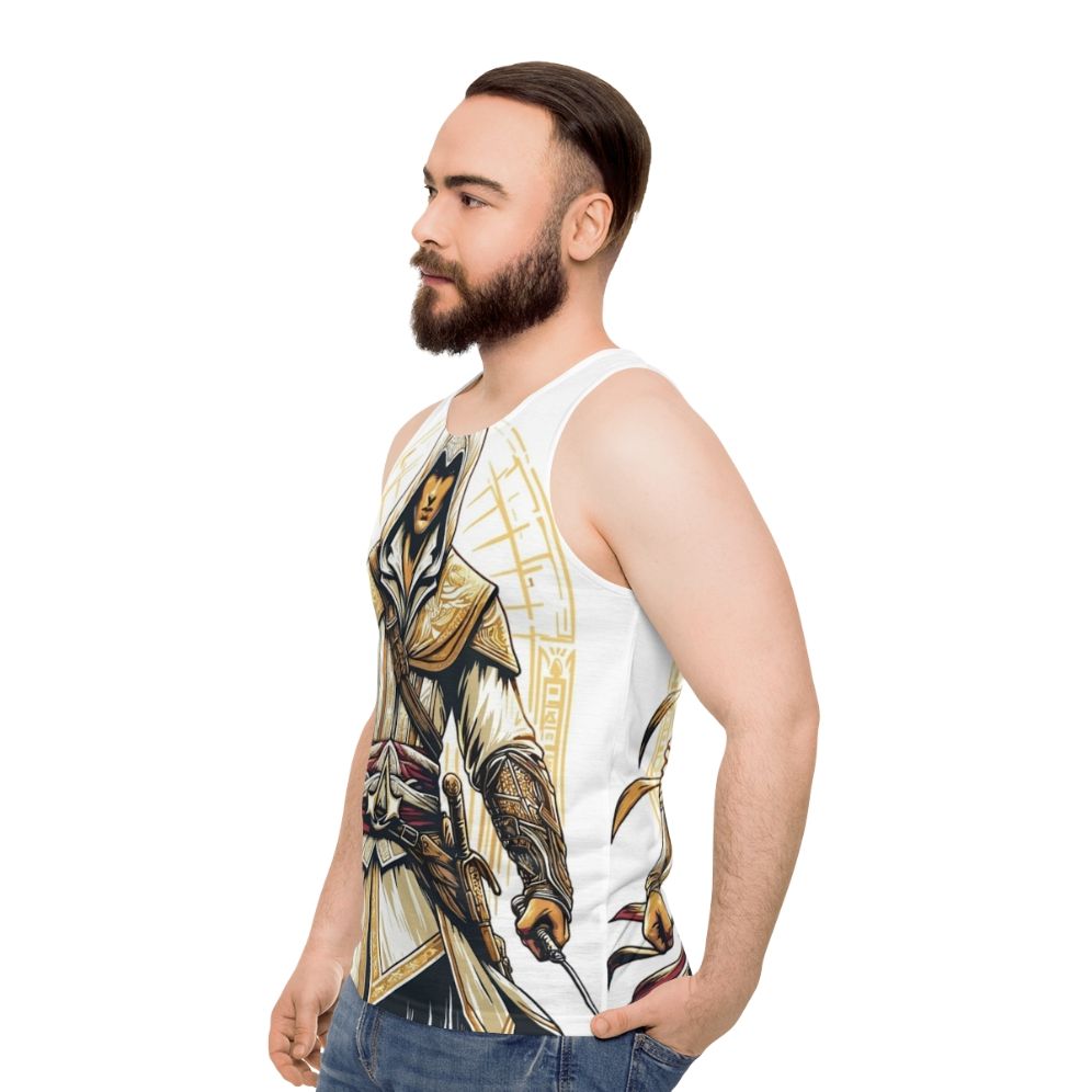 Assassin's Creed unisex tank top featuring a bright, action-packed design - men side