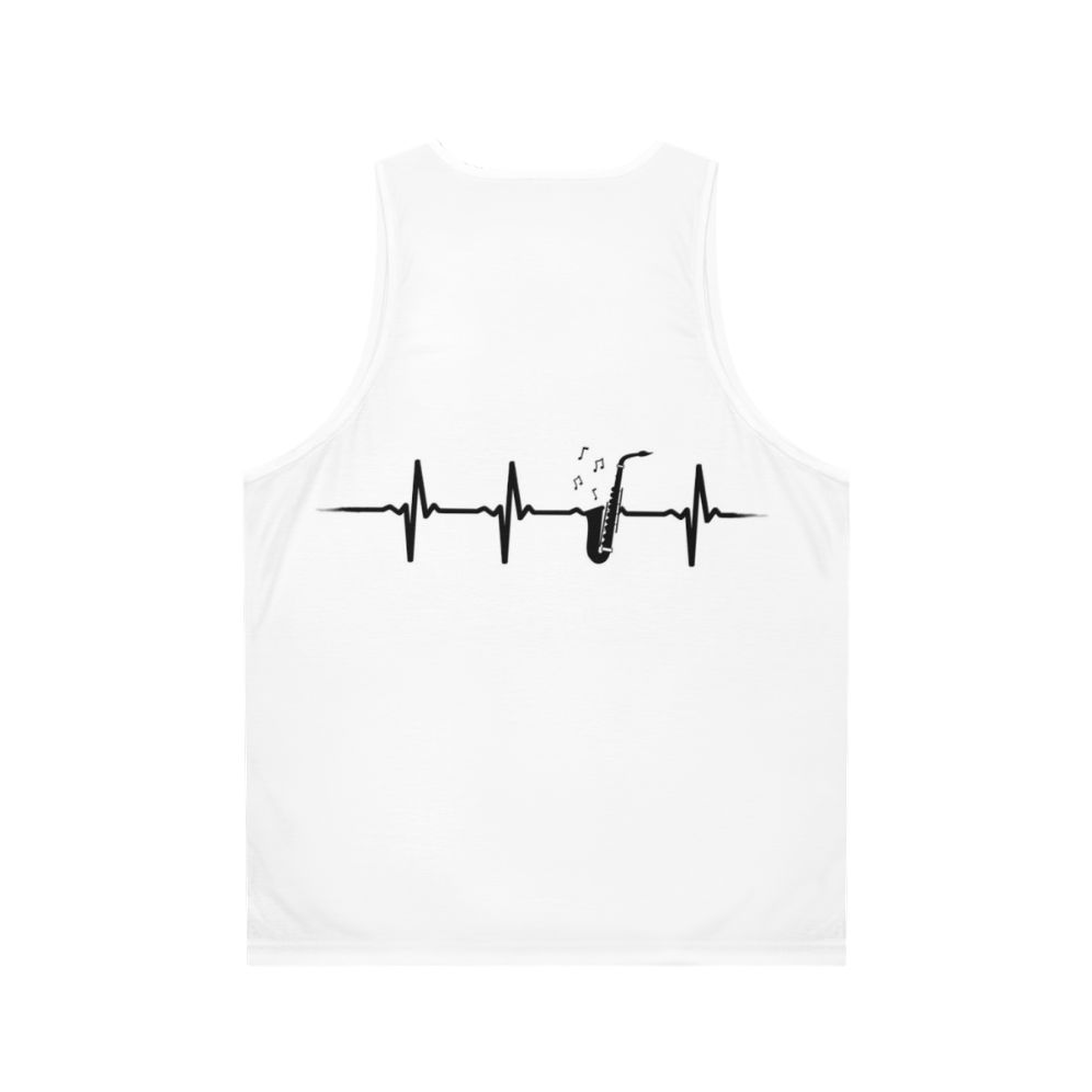 Saxaphone Heartbeat Unisex Tank Top - Back