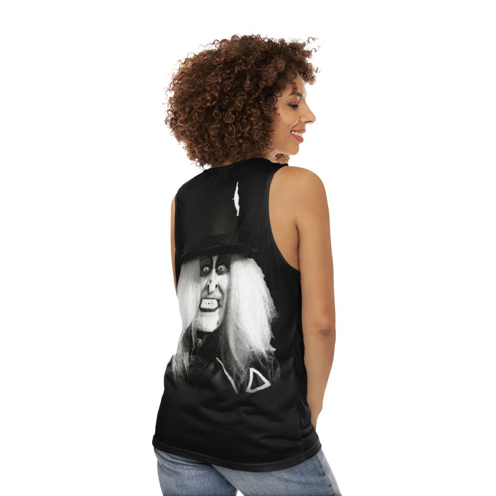 Zombo black background unisex tank top for Halloween and zombie fans - women back