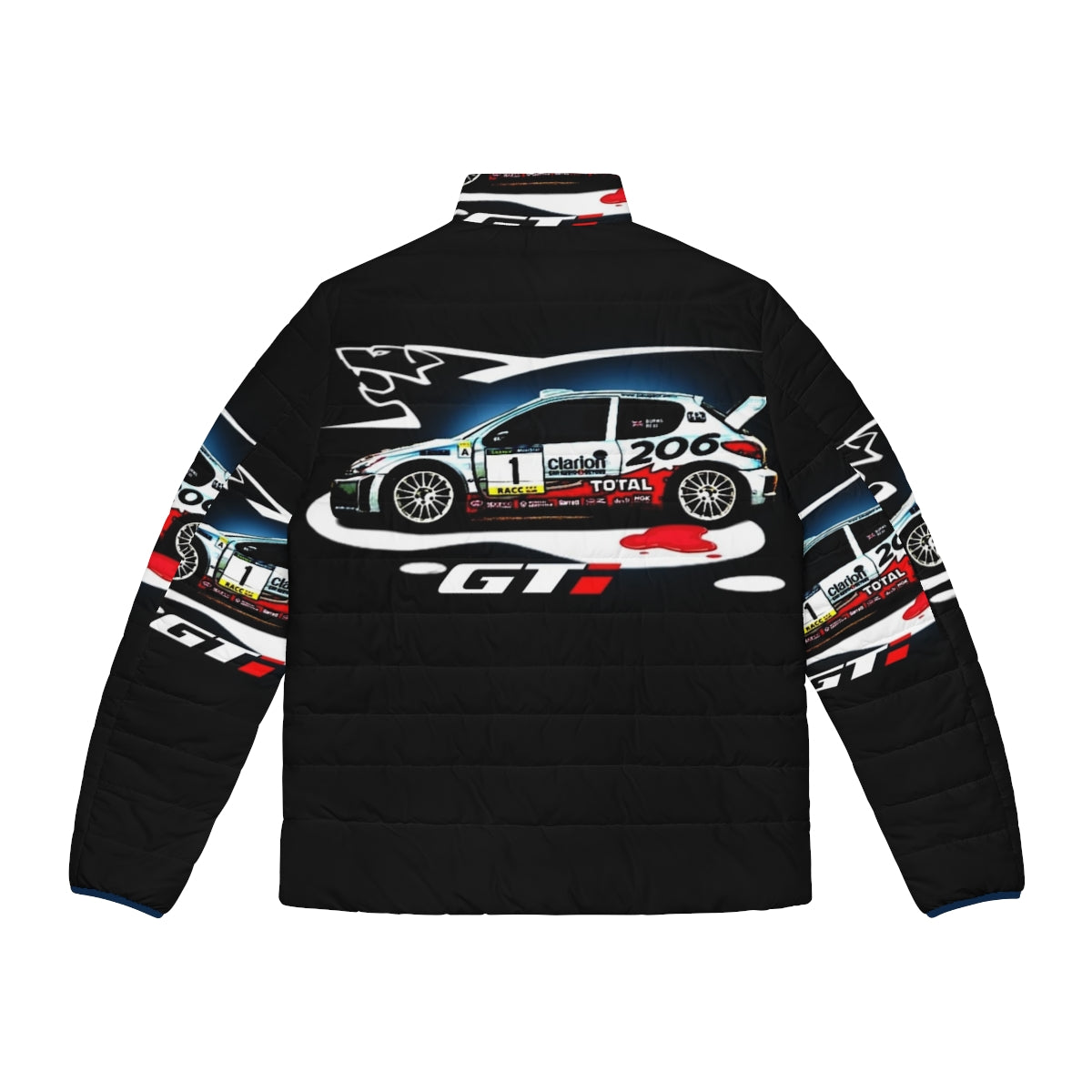 A puffer jacket in the style of the Peugeot 206 race car - Back