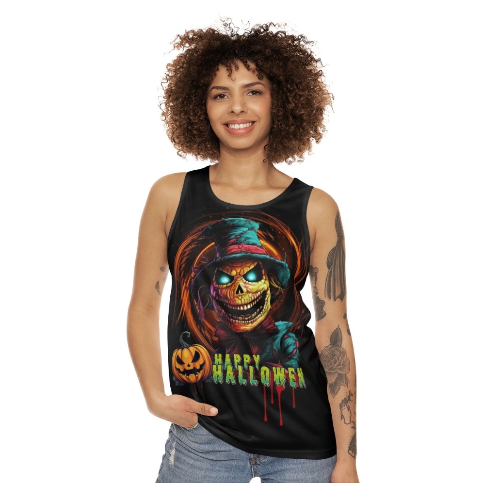 Spooky scarecrow unisex Halloween tank top - women