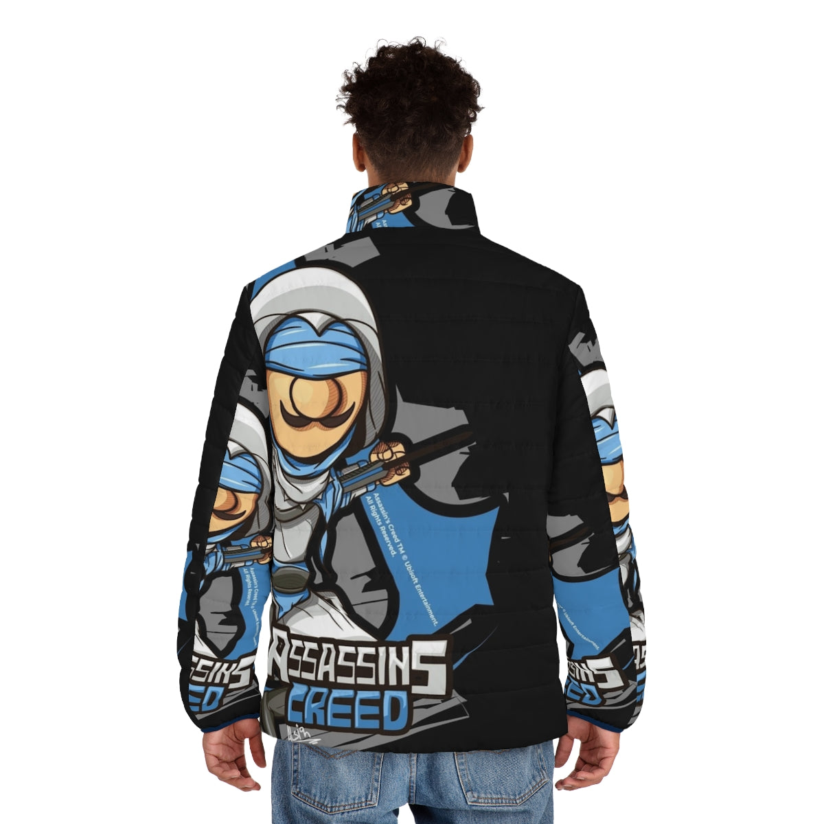 Basim Ibnu Ishaq Assassins Creed Mirage Puffer Jacket, fan art video game character - men back