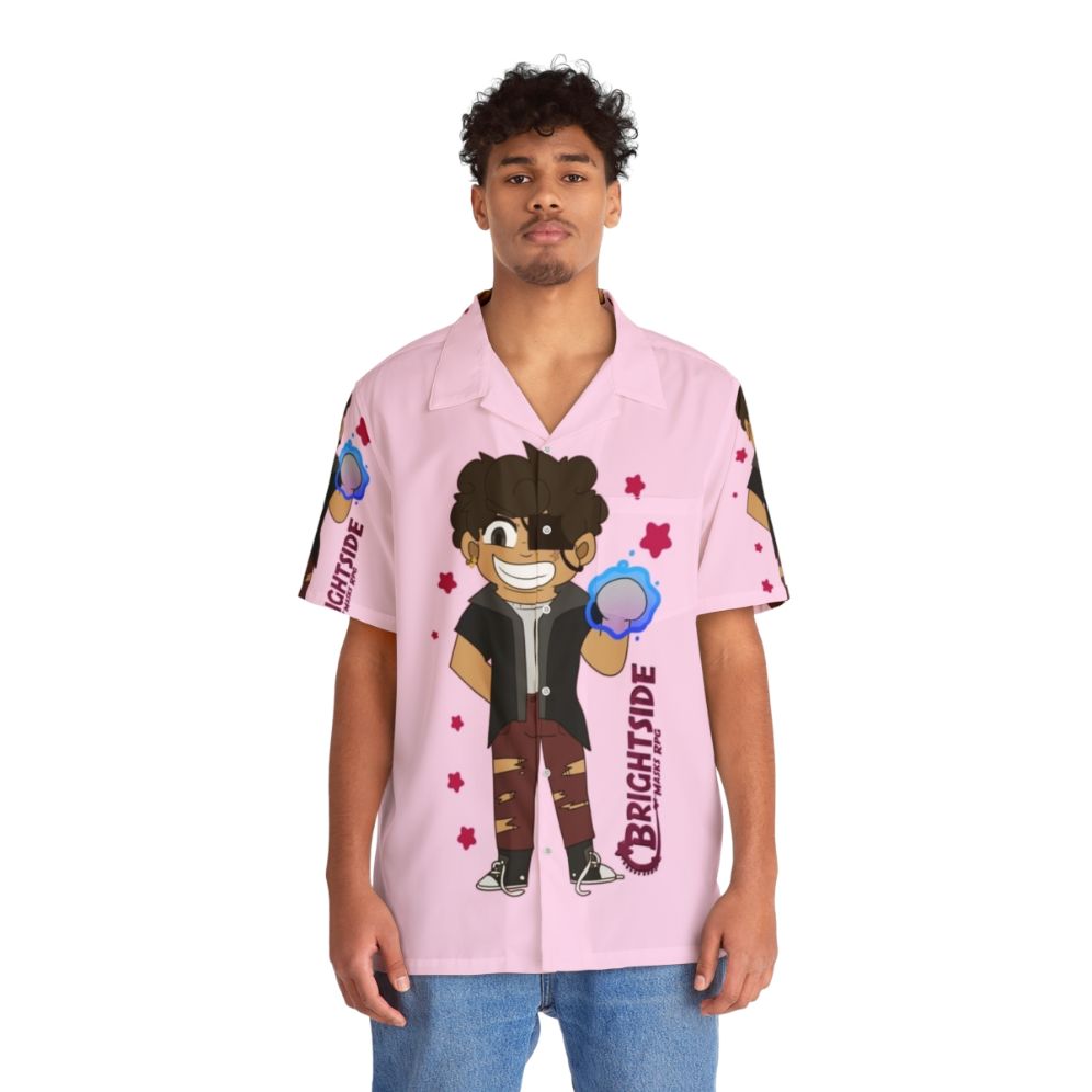 Chibi Hawaiian Shirt with Bright Colors and RPG Motifs - People Front