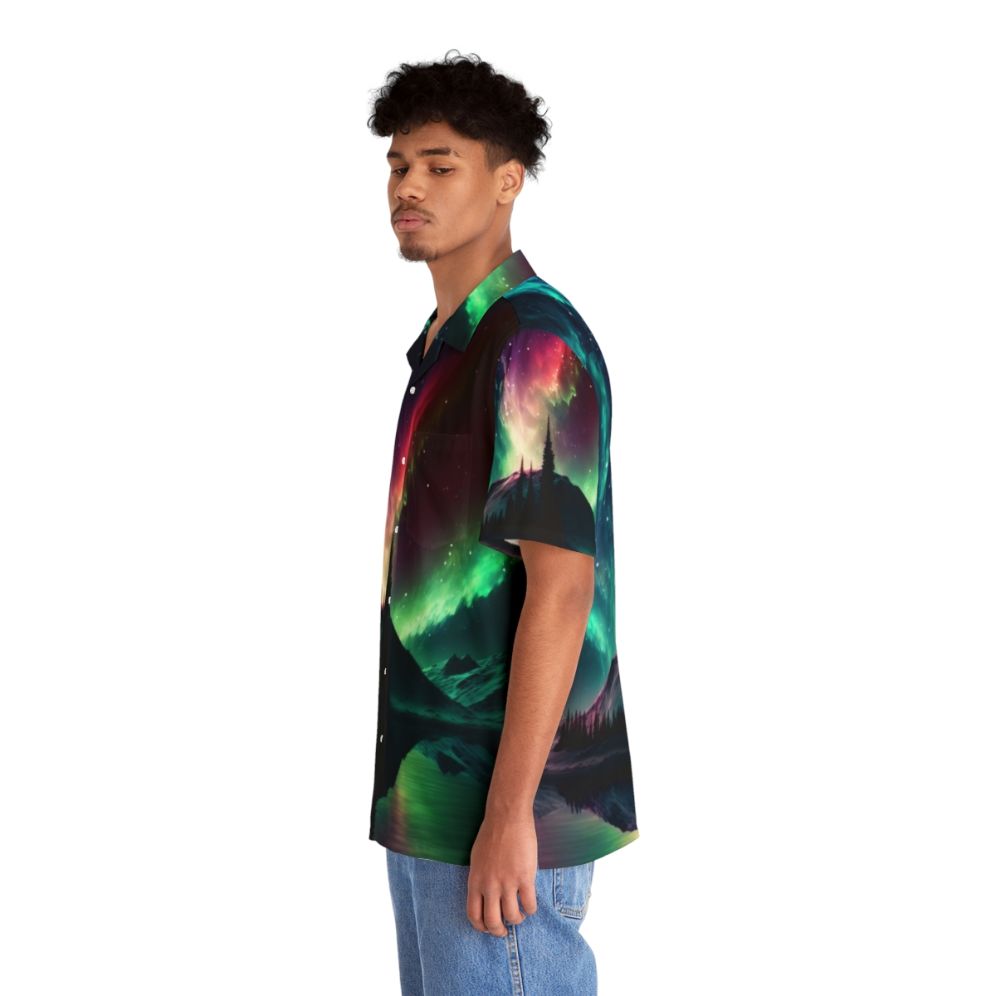 Aurora Borealis Hawaiian Shirt with Stunning Nature Landscape - People Left