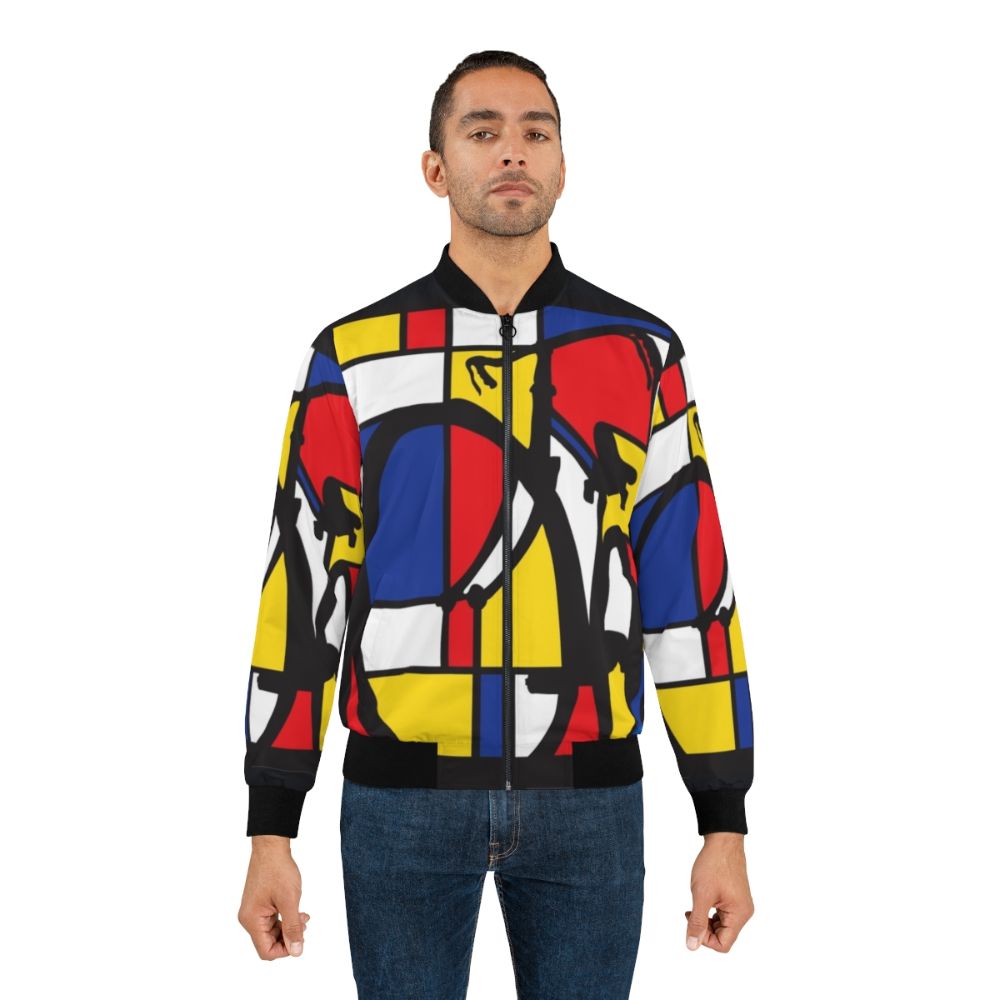 Mondrian-inspired bicycle art bomber jacket - Lifestyle