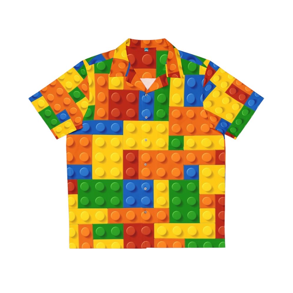 Lego-inspired building blocks Hawaiian shirt