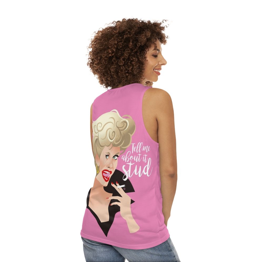 Unisex tank top with Grease movie-inspired graphic design - women back