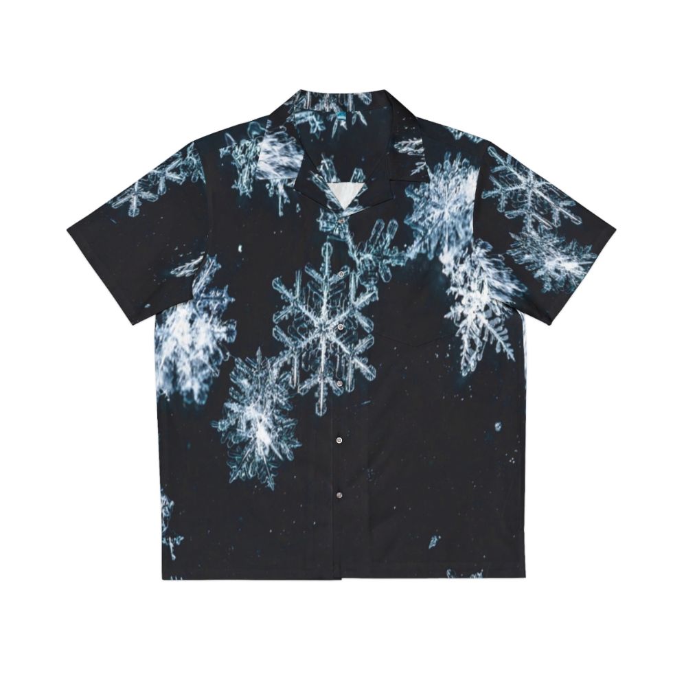 Dark blue Hawaiian shirt with a snowflake pattern