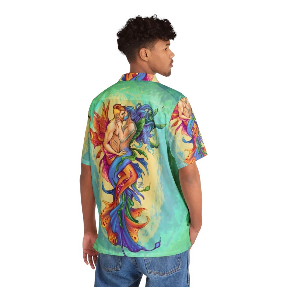 Underwater Kiss Hawaiian Shirt featuring a merman design - People Back