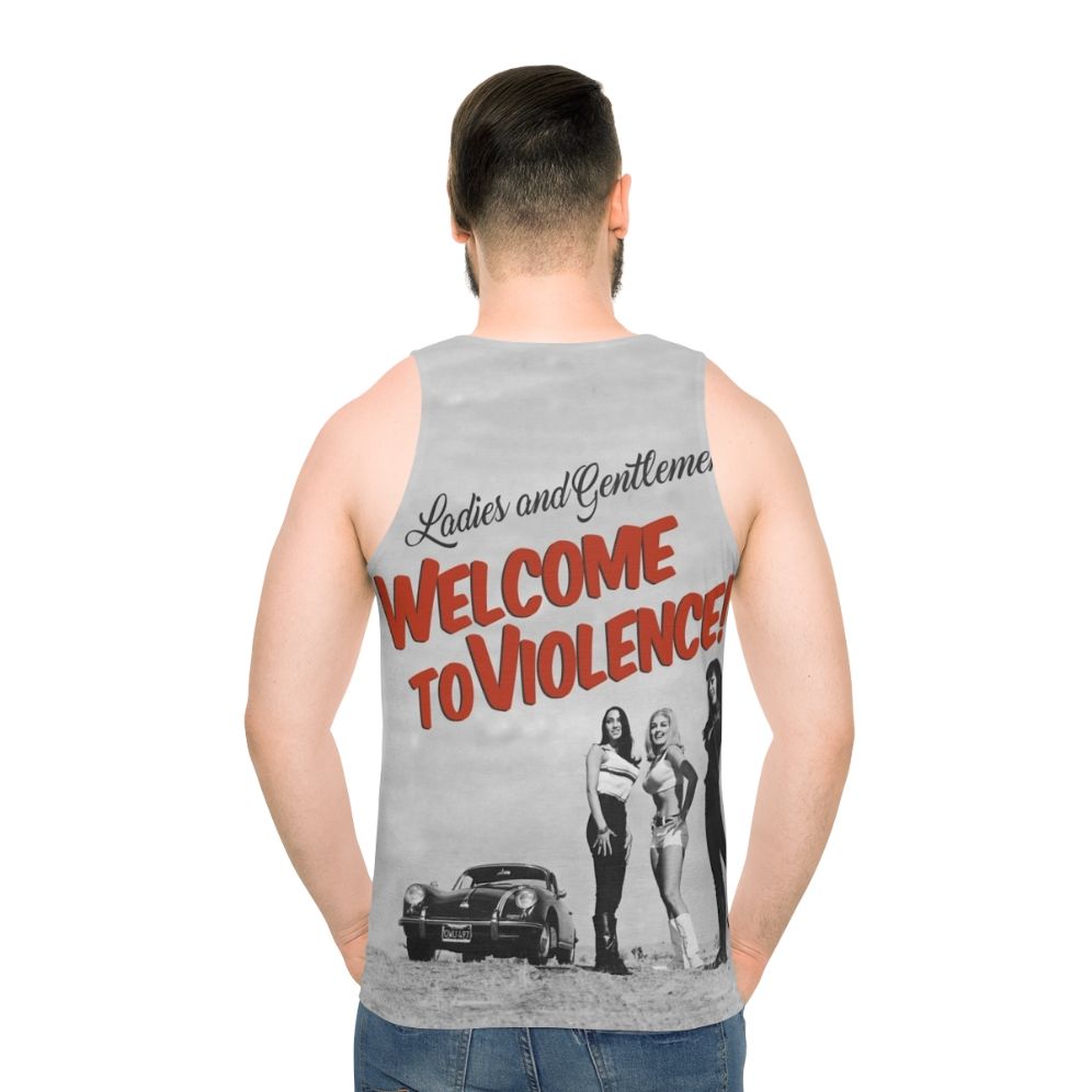 Unisex tank top featuring vintage cult movie graphics - men back