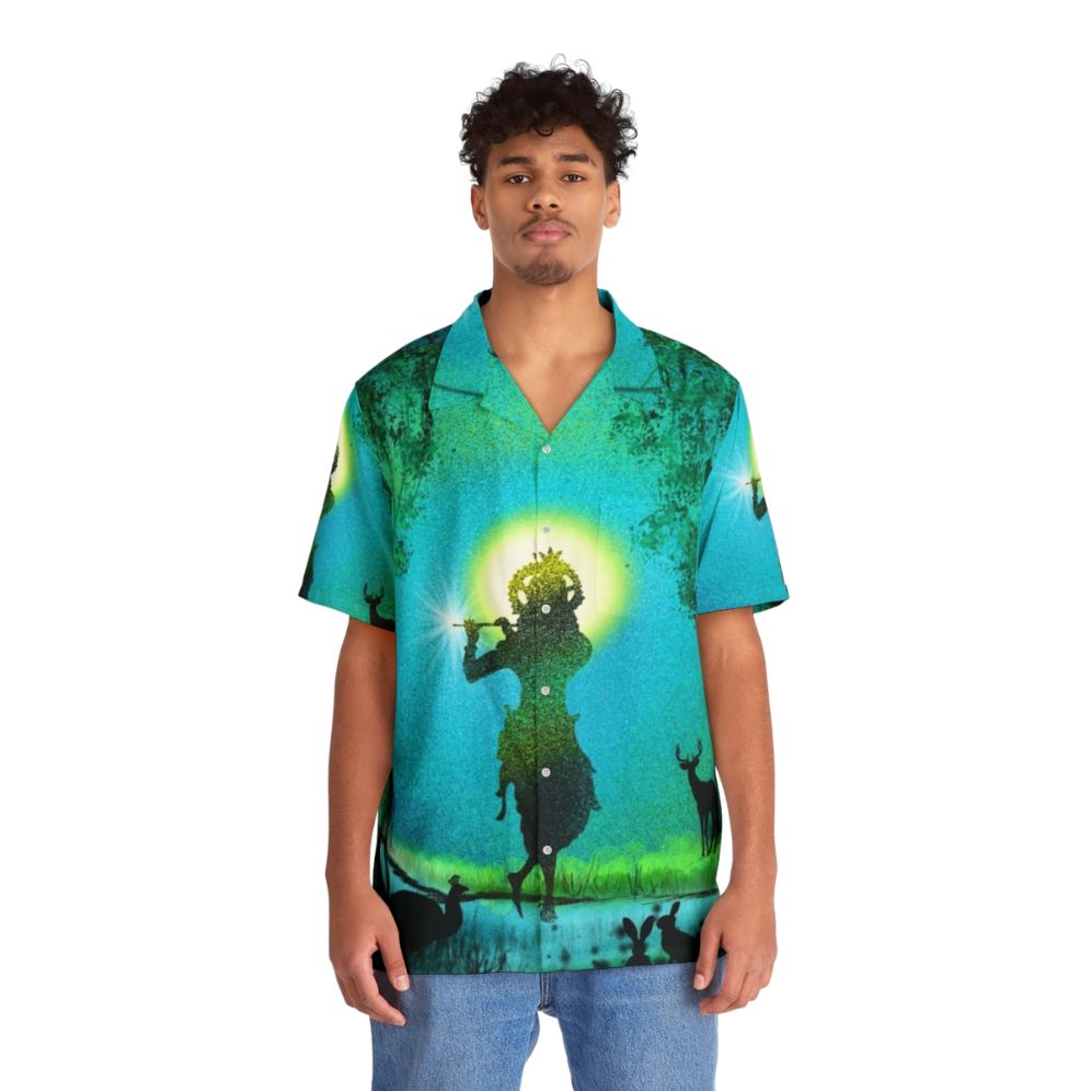 Lord Krishna digital paintings Hawaiian shirt - People Front