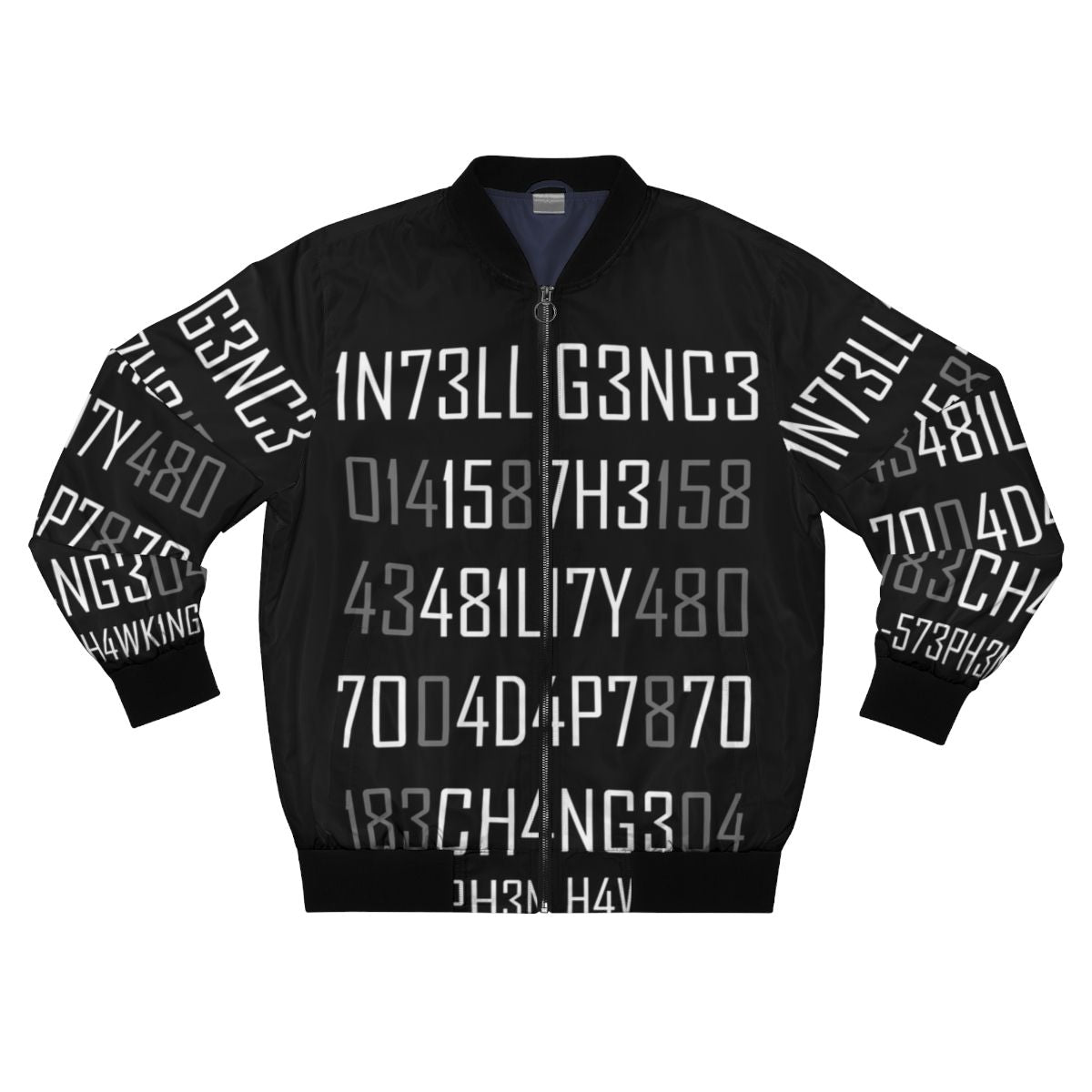 Adapt or Die Encoded Bomber Jacket with Science and Intelligence Graphic