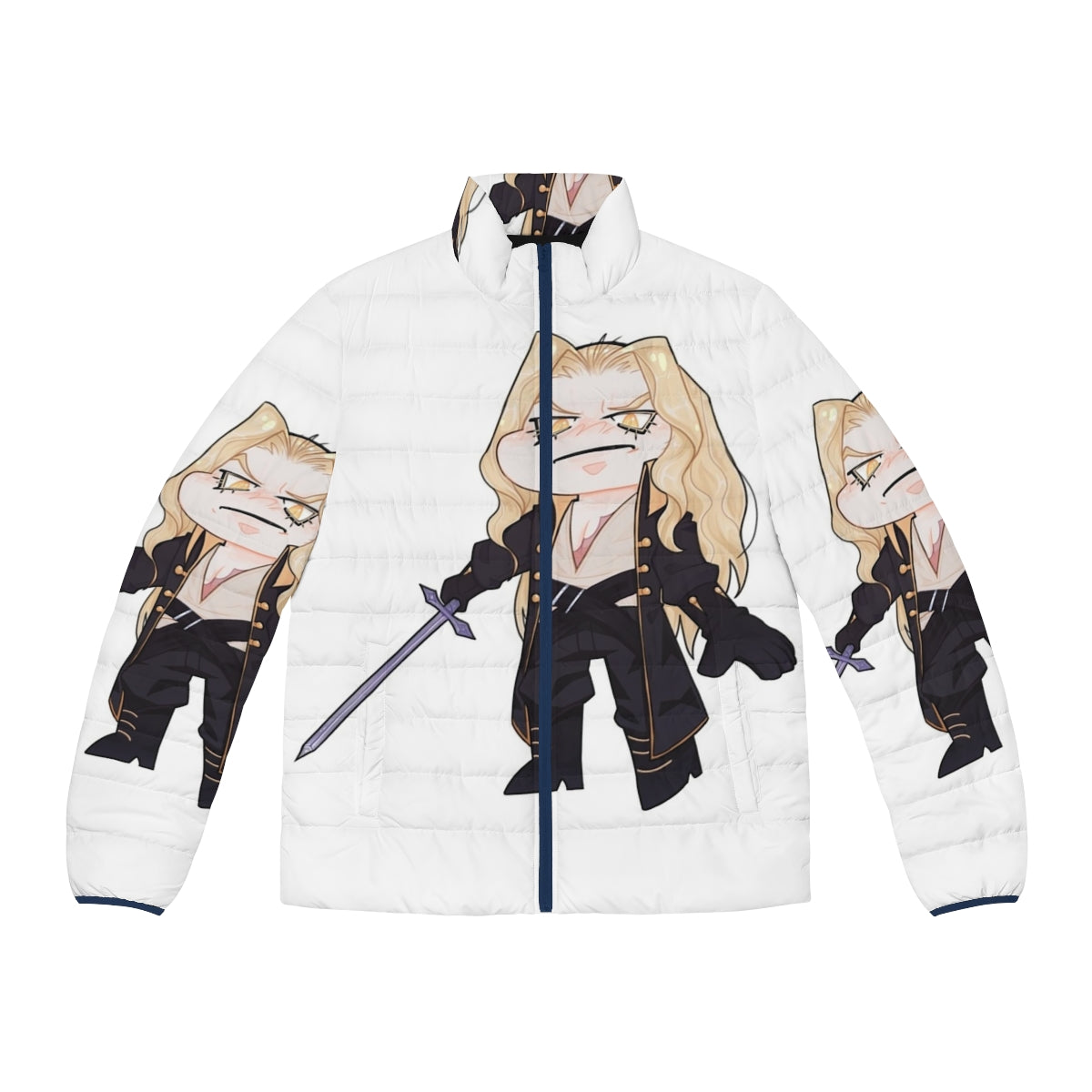 Chibi Alucard Castlevania character on puffer jacket