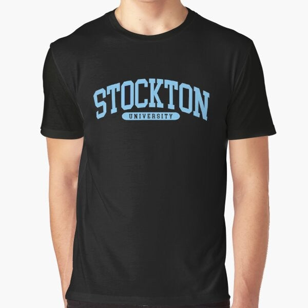 Stockton College Font Curved Graphic T-Shirt