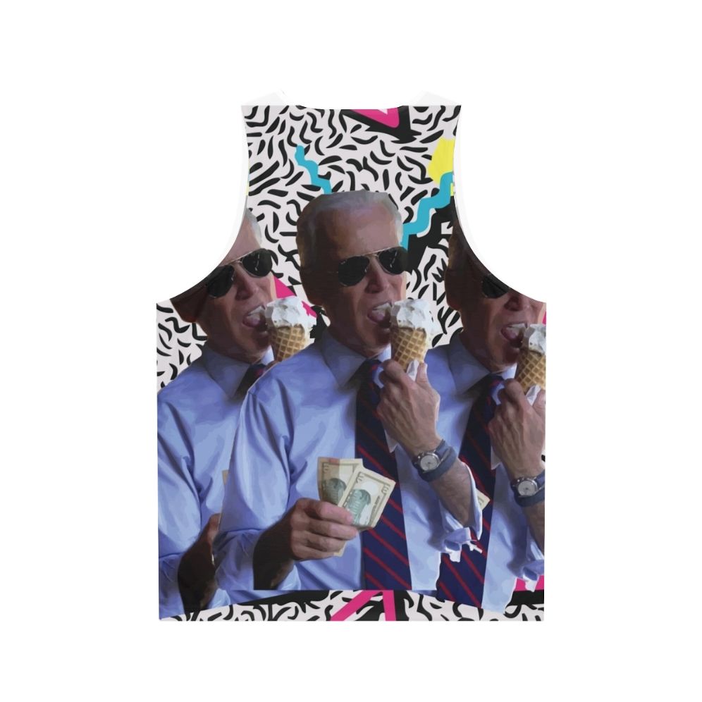 Biden Vaporwave 90s Aesthetic Unisex Tank Top - Back