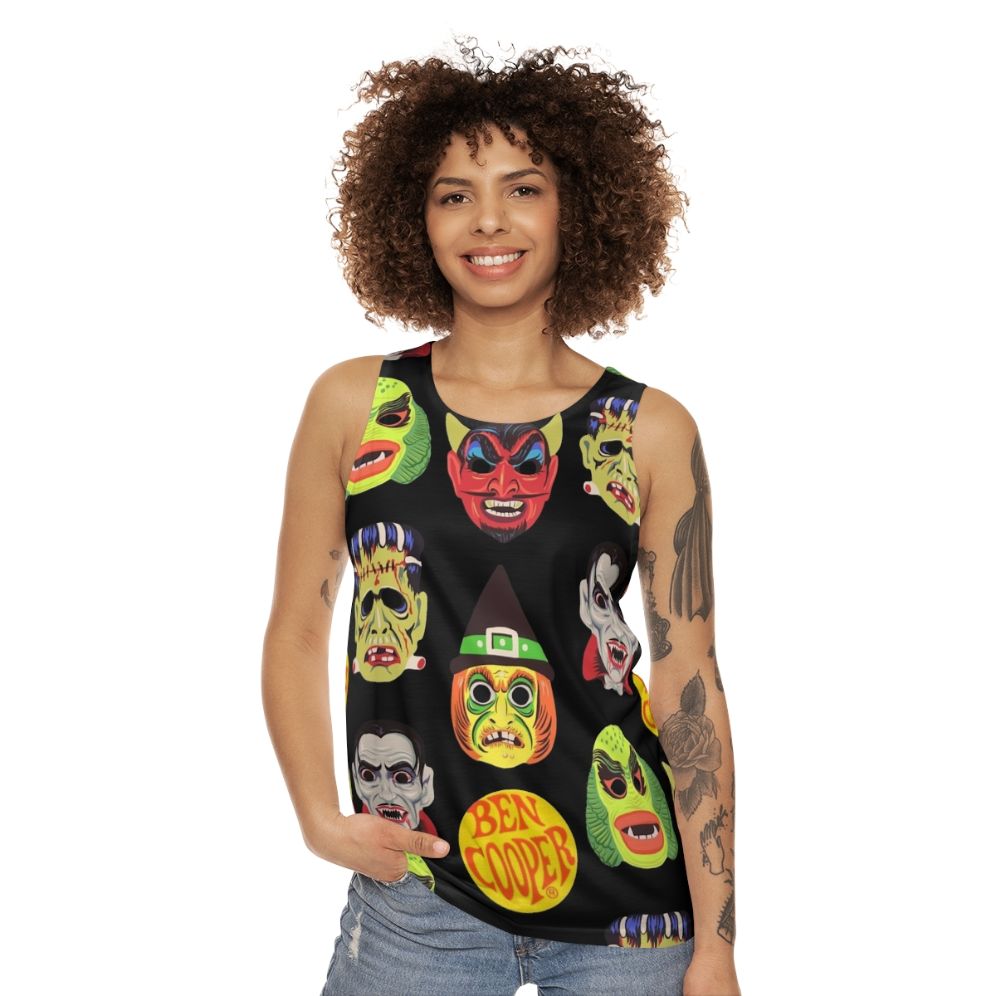 Vintage Halloween Masks Unisex Tank Top - women