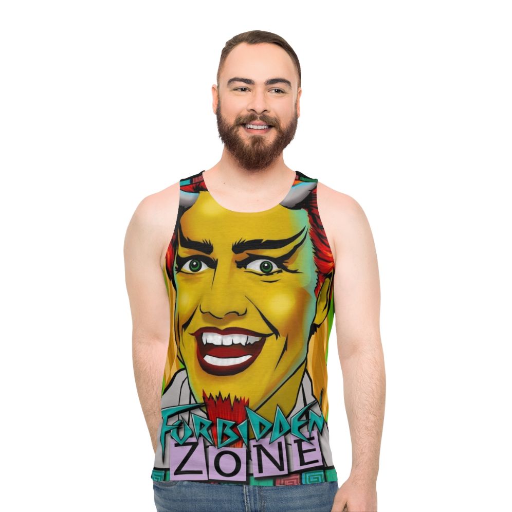 Unisex tank top with Forbidden Zone pop culture fanart design - men